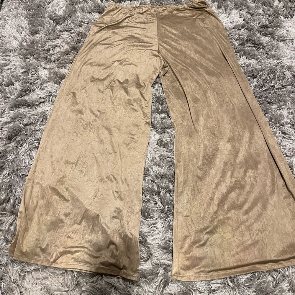 The pyramid collection, gold, smarty-pants, elastic waist, wide leg